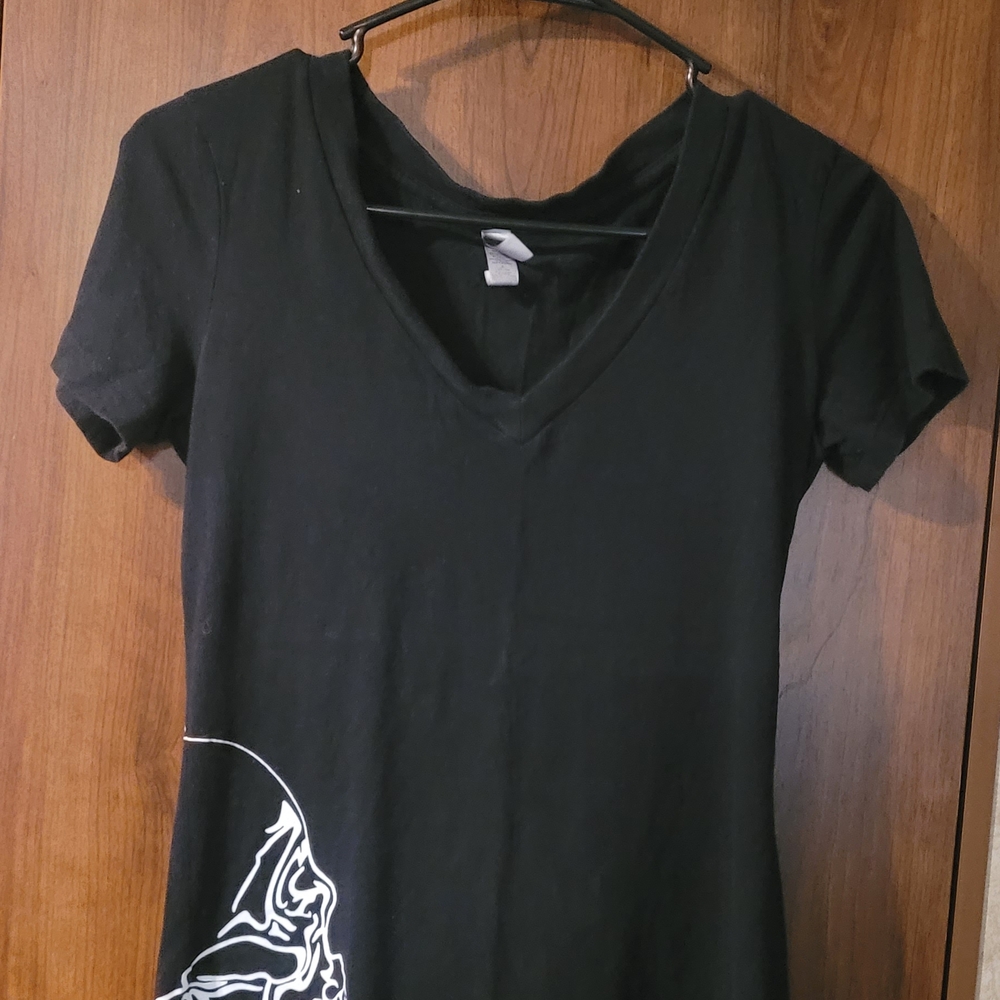 Next Level Apparel Black V-Neck Tee with White Graphic